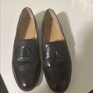 Talbots WING TIP TASSLE LOAFER Navy Blue Leather Size 10M EUC